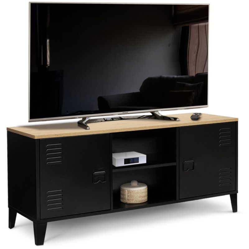 VASAGLE Meuble TV, Support Télé avec Étagère Réglable, pour Télévision jusqu'à 65 Pouces, Longueur 147 cm, Style Ttransitionnel, pour Salon, Chambre, Marron Miel LTV556K01