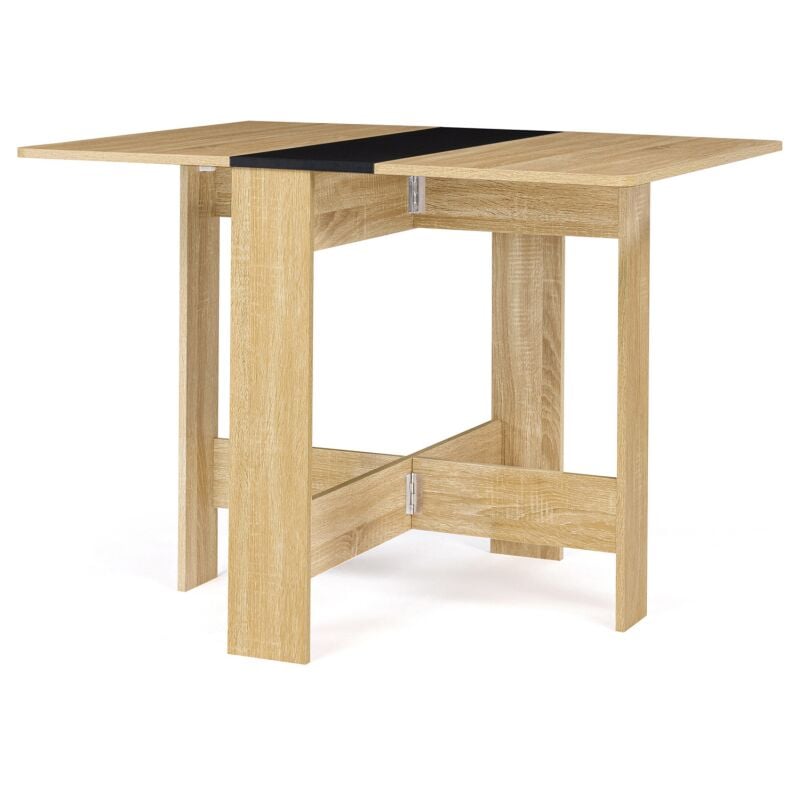 Table pliable bois pas cher noire et plateau façon hêtre - EDI