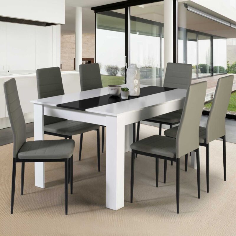 Miuuod Table de salle à manger blanche crème de 140 cm de long pour