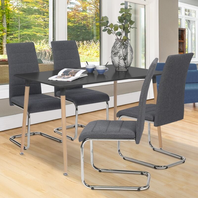 Soldes vidaXL Chaise de salle à manger en tissu gris clair (lot de