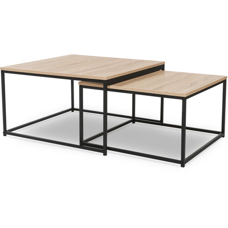 VASAGLE Tables d'appui gigognes, Lot de 3, Bouts de canapé salon, Empilable, Robuste, Assemblage facile, Structure acier, Style industriel, Marron rustique, Noir