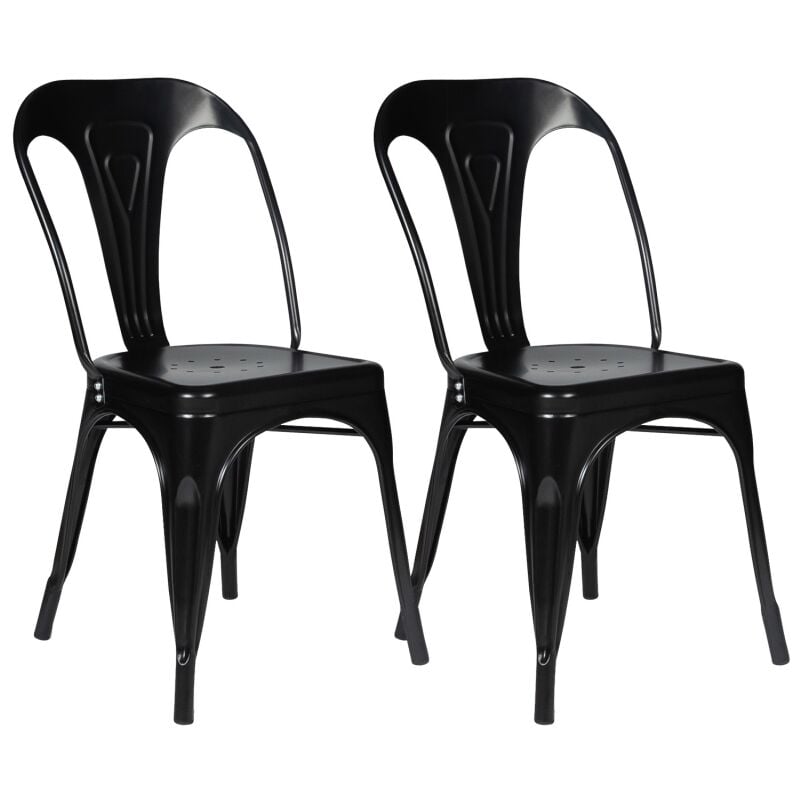 Lot de 6 chaises empilables en polypropylène - Noir - CARETANE