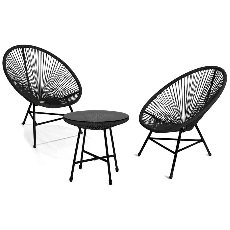 Lot de 2 fauteuils de Jardin Izmir Effet rotin Design Oeuf avec Cordage Plastique IDMarket 