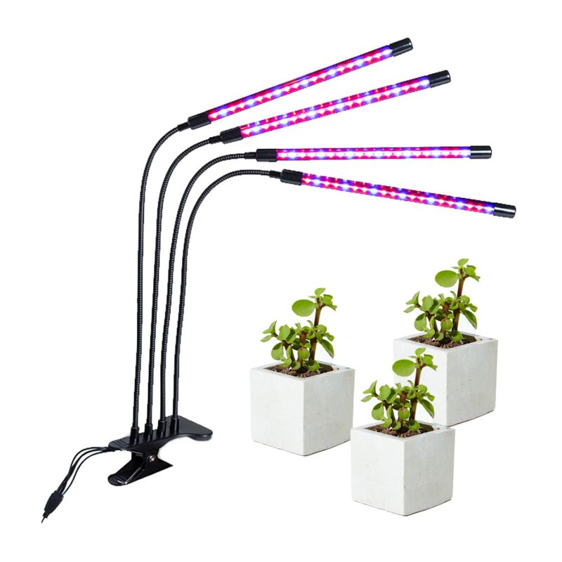 Lampe de croissance 4 têtes 80 LED 3 éclairages pour plantes