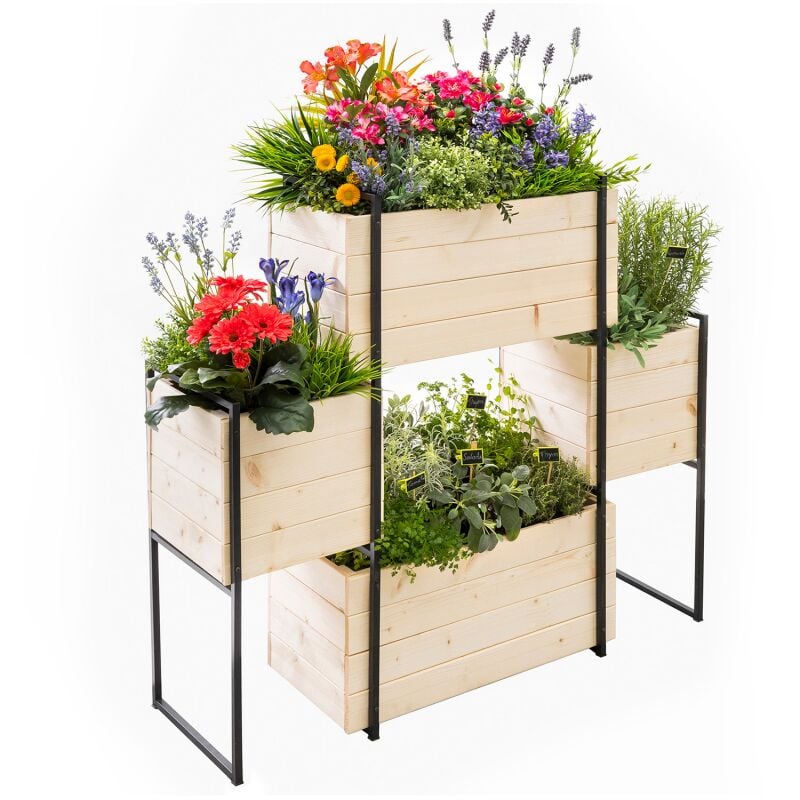 Jardinière échelle en bois 3 bacs 110 cm pas cher - FREDDY