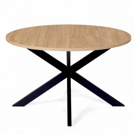 Table basse ronde ALIX pied araignée 70 cm bois et noir