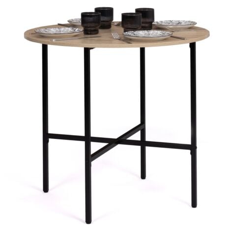 Table à manger ronde DETROIT 4 personnes design industriel 80 cm
