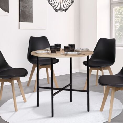 Table à manger ronde DETROIT 4 personnes design industriel 80 cm
