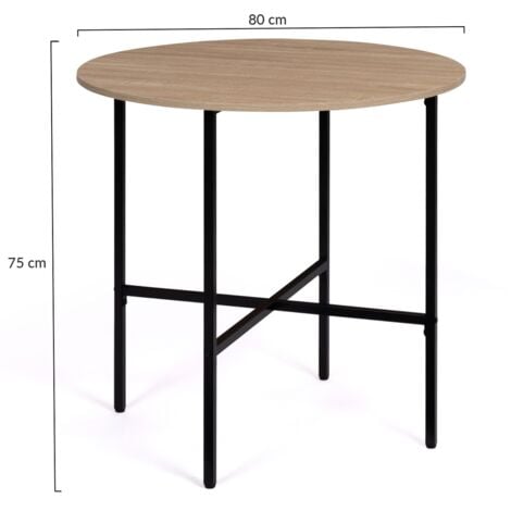 Table à manger ronde DETROIT 4 personnes design industriel 80 cm