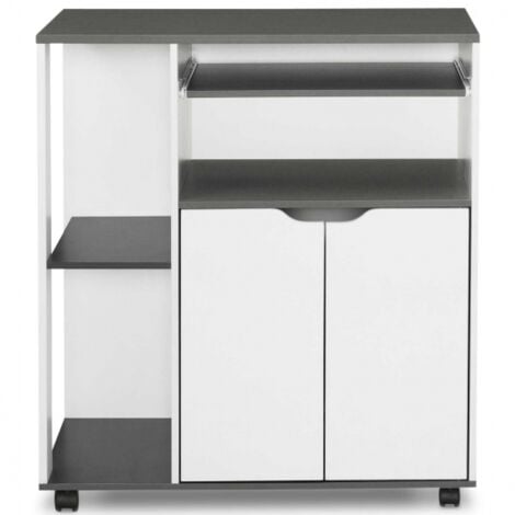 Desserte de cuisine COSI bois blanc et plateau gris L.76 CM