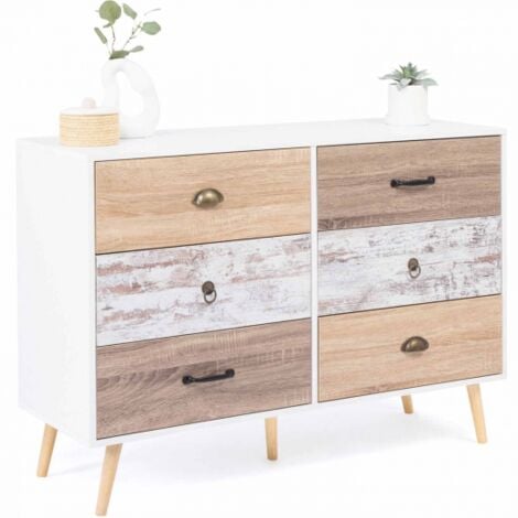 Commode 6 tiroirs BAHIA 115 cm scandinave