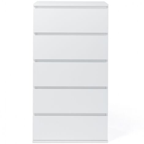 Chiffonnier 5 tiroirs TOMI 60 cm commode semainier bois blanc