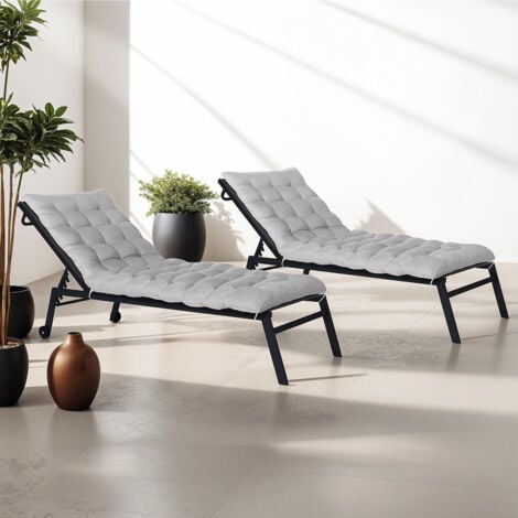 Lot de 2 coussins universels de transat ADAM 180 cm gris anthracite
