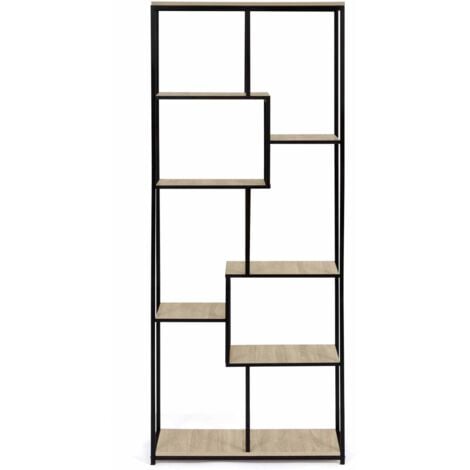 Etagère bibliothèque asymétrique 8 niveaux DETROIT design industriel 161 cm