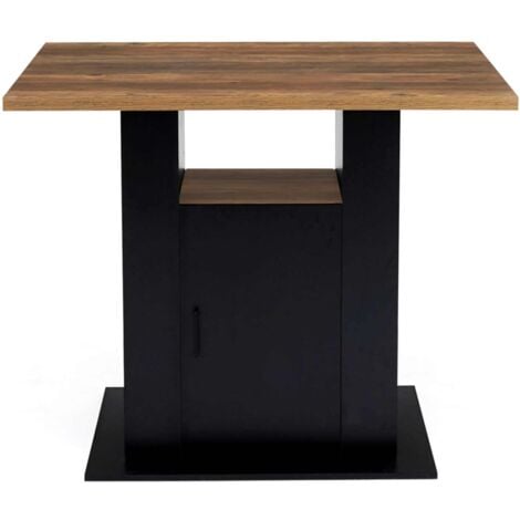 Ilot central UGO 110 cm bois noir et effet bois foncé HAWKINS avec rangements