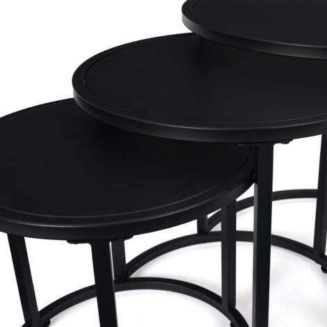 2 Tables Basses Gigognes IDMarket Davis 40/45cm - Métal Noir Industriel