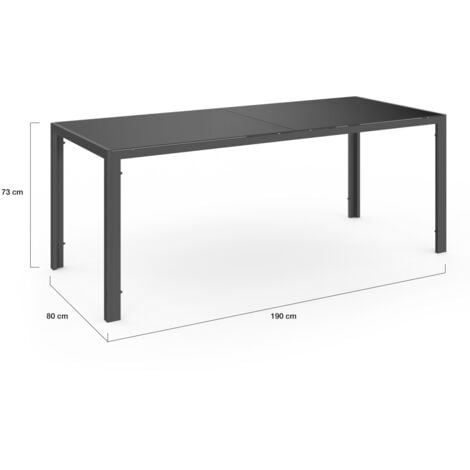 Salon de jardin IDMARKET MADRID - Table 190 CM et 8 chaises empilables - Gris anthracite