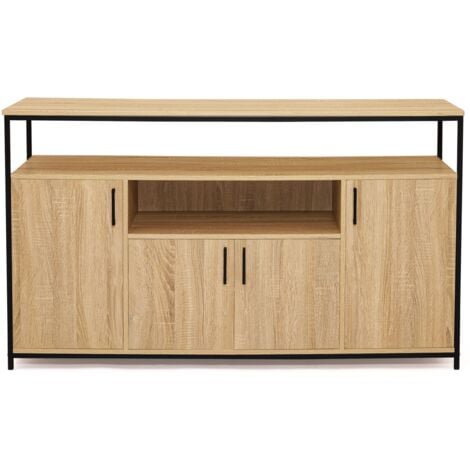 Buffet 4 portes 140 cm DETROIT avec niche design industriel