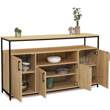 Buffet 4 portes 140 cm DETROIT avec niche design industriel