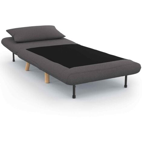 Fauteuil convertible ROMEO lit d'appoint 1 place 80x190 cm tissu gris anthracite