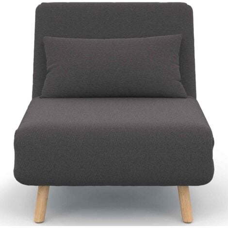 Fauteuil convertible ROMEO lit d'appoint 1 place 80x190 cm tissu gris anthracite
