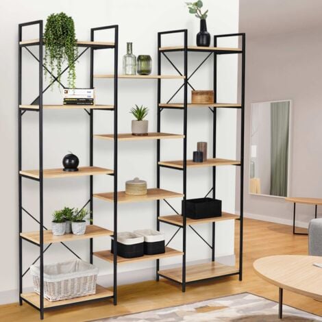 Étagère bibliothèque trio 5 niveaux DETROIT design industriel 170 cm