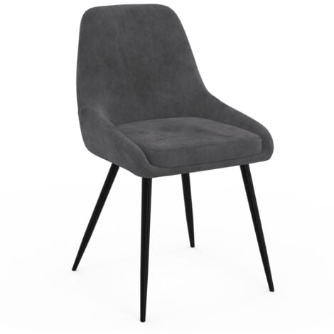 Lot de 4 chaises THALYA en velours gris foncé avec accoudoirs