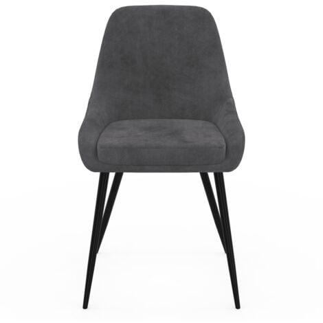 Lot de 4 chaises THALYA en velours gris foncé avec accoudoirs