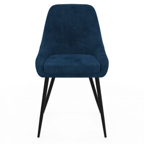 Lot de 4 chaises THALYA en velours bleu avec accoudoirs