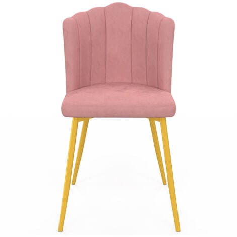 Lot de 2 chaises coquillage ADELLA rose en velours pieds dorés