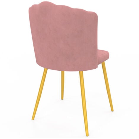 Lot de 2 chaises coquillage ADELLA rose en velours pieds dorés