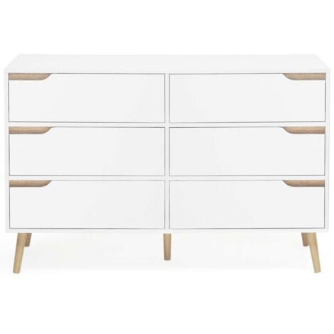 Commode 6 tiroirs HELSINKI 115 cm scandinave blanc