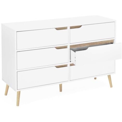 Commode 6 tiroirs HELSINKI 115 cm scandinave blanc