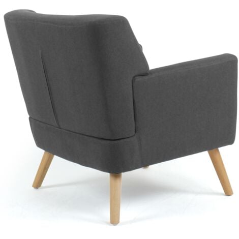 Fauteuil scandinave LIV en tissu gris anthracite