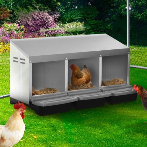 Pondoir à Poules 6 Compartiments En Métal - Nichoirs Inclinés Avec Bac Récupérateur, 91x33x62 Cm, Aéré - 2