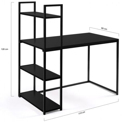 Bureau bibliothèque DELSON noir design industriel