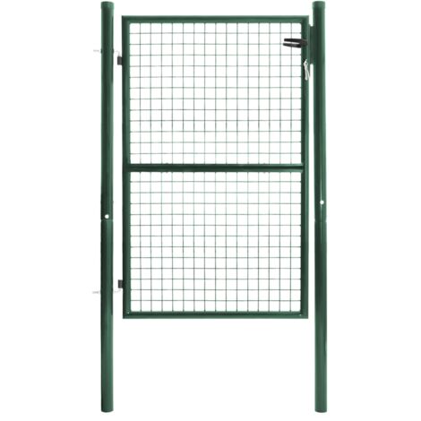Idmarket – Portillon en acier vert 105 x 125 cm – Serrure et poignée incluses – Installation facile avec kit de visserie – Sécurisé et esthétique