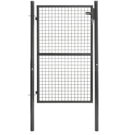Idmarket – Portillon de jardin en acier gris anthracite 105 x 150 cm – Serrure et poignée incluses – Résistant aux intempéries – Installation facile (1/5)