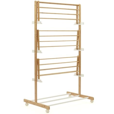 Séchoir à linge bambou RITA 3 niveaux étendoir pliable H.150 cm