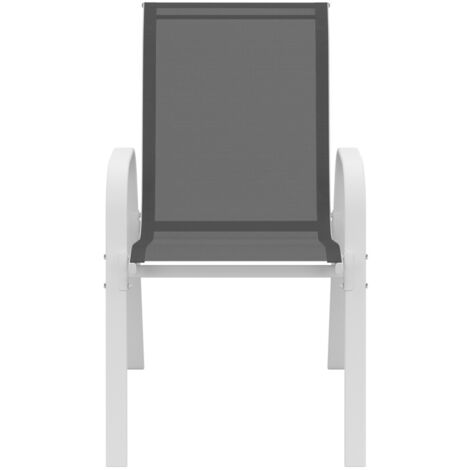 Lot de 4 chaises de jardin LYMA métal et textilène empilables blanc et gris