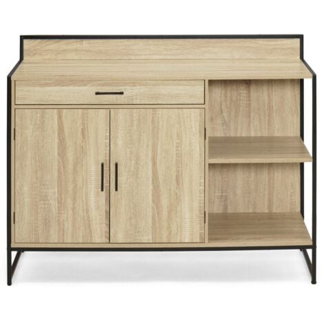 Buffet bas de cuisine 120 CM DETROIT plan de travail H.83 CM 2 portes + tiroir design industriel