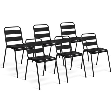 Lot de 6 chaises de jardin VALENCIA en acier noir