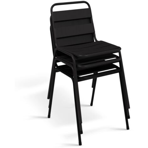 Lot de 6 chaises de jardin VALENCIA en acier noir