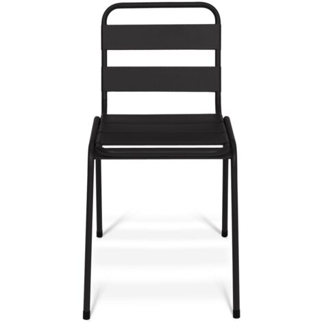 Lot de 6 chaises de jardin VALENCIA en acier noir