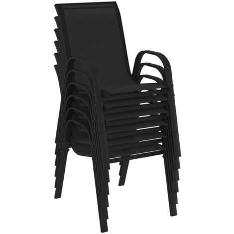 Salon de jardin MADRID table 190 CM et 8 chaises empilables noires