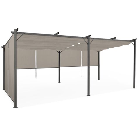 Pergola édition spéciale toit rétractable 3x6 M et 6 stores taupe