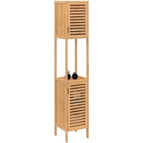 Meuble colonne salle de bain bambou BEA 2 portes