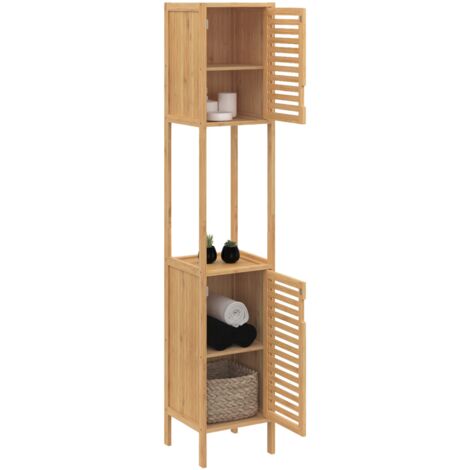 Meuble colonne salle de bain bambou BEA 2 portes