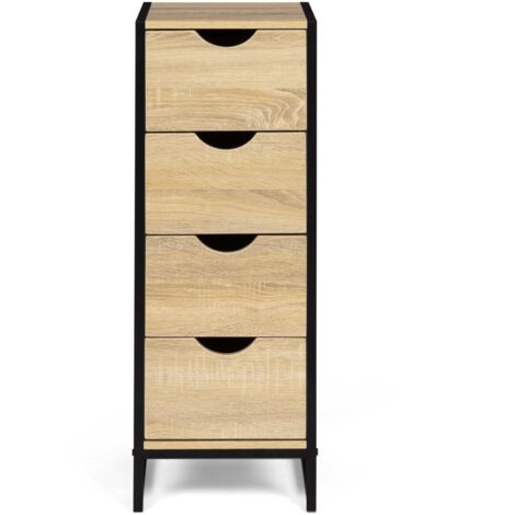 Commode 4 Tiroirs En Merisier Massif – Marron – 94x55x55 Cm – Occasion