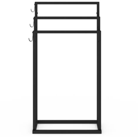 Porte-serviettes sur pied 3 niveaux DALLAS métal noir design industriel